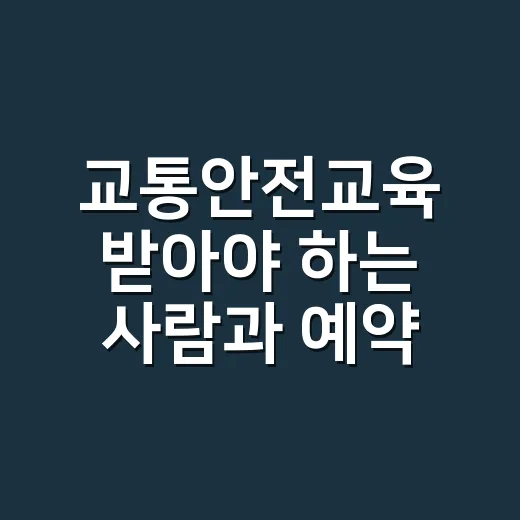 교통안전교육 받아야 하는 사람과 예약 순서, 벌점 줄이려면 이렇게 하세요 - 요약