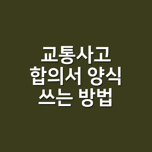 교통사고 합의서 양식 쓰는 방법, 초보 운전자가 빠뜨리면 안 되는 문구 - 요약