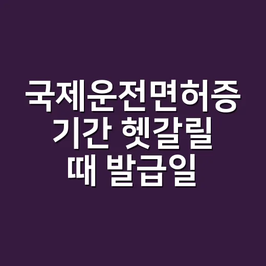 국제운전면허증 기간 헷갈릴 때 발급일·입국일 기준 확인하는 방법 - 요약