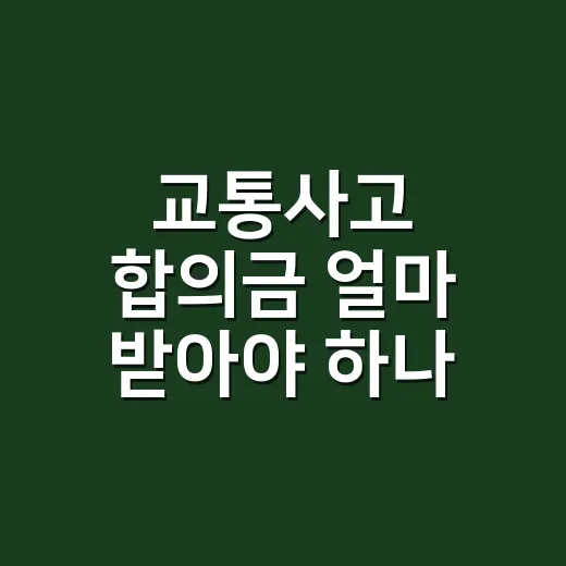 교통사고 합의금 얼마 받아야 하나, 초보자를 위한 계산 방법 - 요약