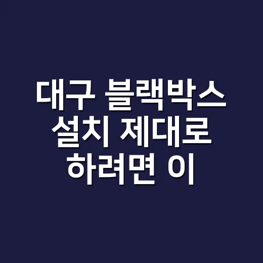 대구 블랙박스 설치 제대로 하려면 이렇게 고르세요 - 요약