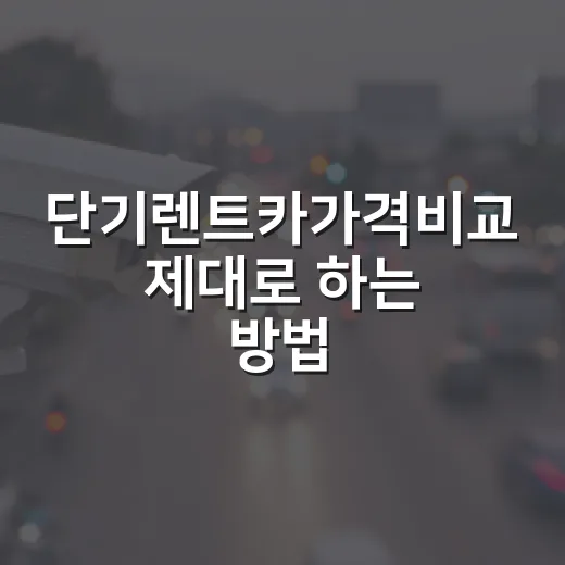 단기렌트카가격비교 제대로 하는 방법, 하루 요금만 보면 손해납니다 - 요약