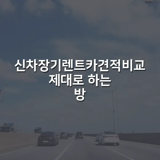 신차장기렌트카견적비교 제대로 하는 방법, 월 납입료만 보면 손해 납니다 - 요약