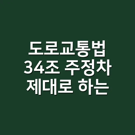 도로교통법 34조 주정차 제대로 하는 방법, 초보자가 놓치면 바로 과태료입니다 - 요약