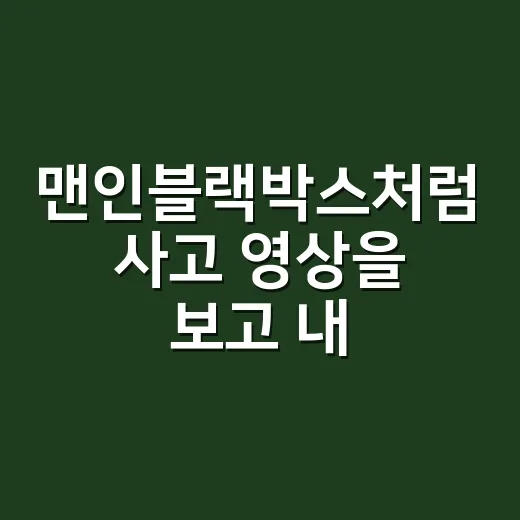맨인블랙박스처럼 사고 영상을 보고 내 운전습관 고치는 방법 - 요약