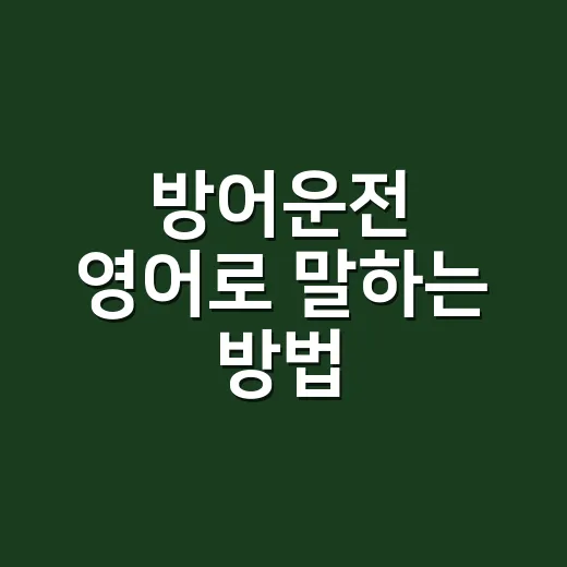 방어운전 영어로 말하는 방법, 실제 도로에서 쓰는 표현까지 - 요약