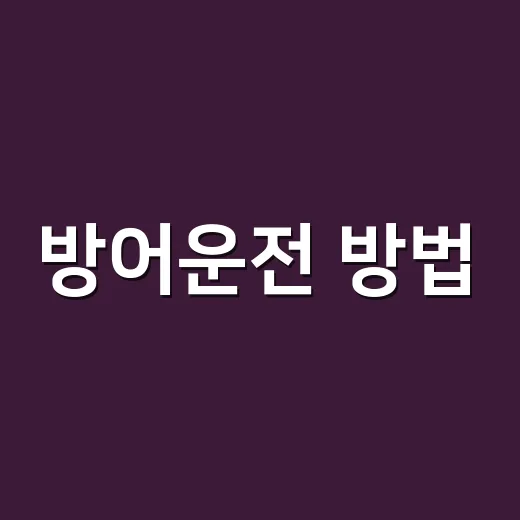 방어운전 방법, 초보 운전자가 사고 줄이려면 이렇게 잡아야 합니다 - 요약