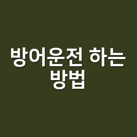방어운전 하는 방법, 사고 줄이는 운전 습관 7가지 - 요약