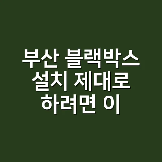 부산 블랙박스 설치 제대로 하려면 이렇게 확인하세요 - 요약