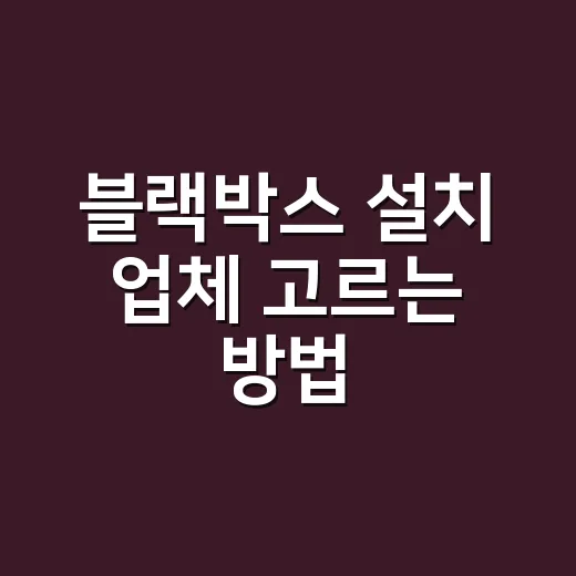 블랙박스 설치 업체 고르는 방법, 싼 가격보다 먼저 볼 것들 - 요약