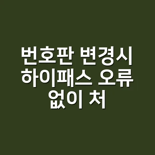 번호판 변경시 하이패스 오류 없이 처리하는 방법 - 요약