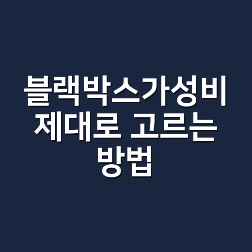 블랙박스가성비 제대로 고르는 방법, 초보 운전자가 먼저 봐야 할 기준 - 요약