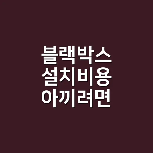 블랙박스 설치비용 아끼려면 이렇게 확인하세요 - 요약