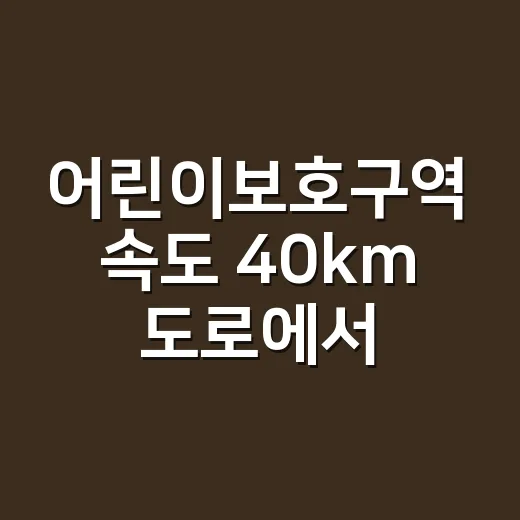어린이보호구역 속도 40km 도로에서 단속 피하려면 이렇게 운전하세요 - 요약