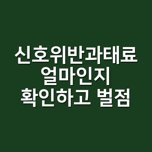 신호위반과태료 얼마인지 확인하고 벌점 피하려면 이렇게 처리하세요 - 요약