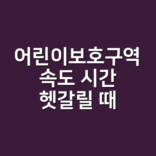 어린이보호구역 속도 시간 헷갈릴 때 확인하는 방법 - 요약