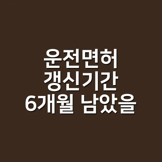 운전면허 갱신기간 6개월 남았을 때 처리하는 방법 - 요약