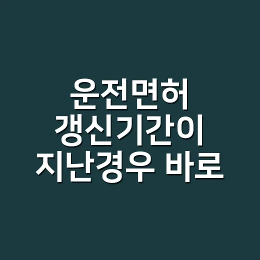 운전면허 갱신기간이 지난경우 바로 처리하는 방법