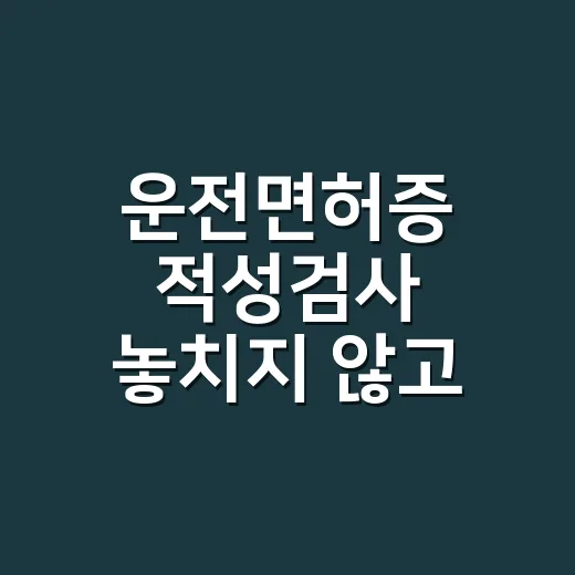 운전면허증 적성검사 놓치지 않고 갱신하는 방법