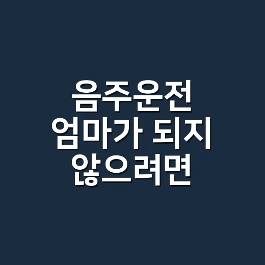 음주운전 엄마가 되지 않으려면 이렇게 끊어야 합니다 - 요약