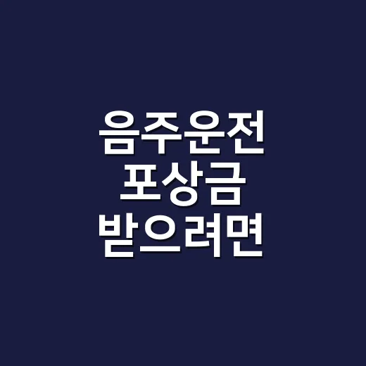 음주운전 포상금 받으려면 이렇게 신고하고 신청합니다 - 요약