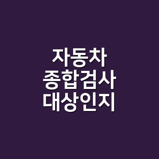 자동차 종합검사 대상인지 확인하는 방법, 차령·지역·과태료까지 이렇게 보세요 - 요약