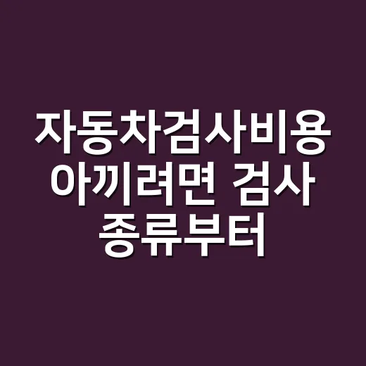 자동차검사비용 아끼려면 검사 종류부터 이렇게 확인하세요 - 요약