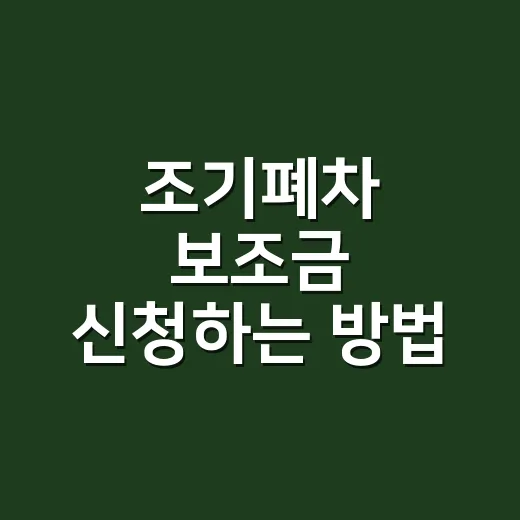 조기폐차 보조금 신청하는 방법, 폐차 전에 순서부터 확인하세요 - 요약
