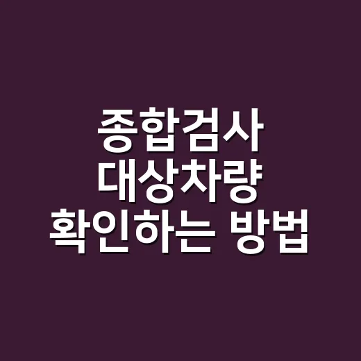 종합검사 대상차량 확인하는 방법, 초보 차주가 헷갈리는 기준부터 보세요 - 요약