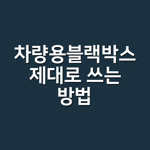 차량용블랙박스 제대로 쓰는 방법, 사고 때 증거로 남기려면 이렇게 관리하세요 - 요약