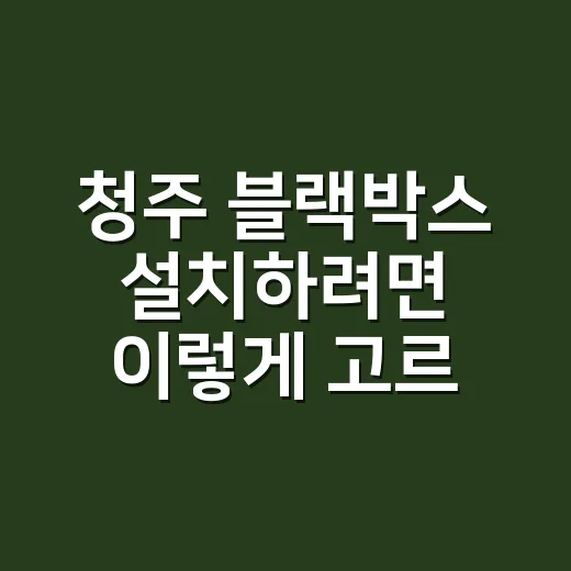 청주 블랙박스 설치하려면 이렇게 고르세요 - 요약