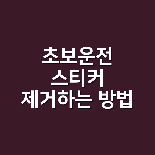 초보운전 스티커 제거하는 방법, 자국 없이 떼려면 이렇게 하세요 - 요약