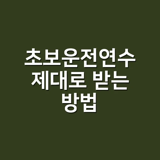 초보운전연수 제대로 받는 방법, 면허 딴 뒤 바로 잡아야 할 것들 - 요약