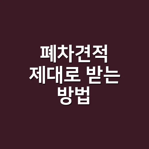 폐차견적 제대로 받는 방법, 초보 운전자가 금액보다 먼저 확인할 것 - 요약