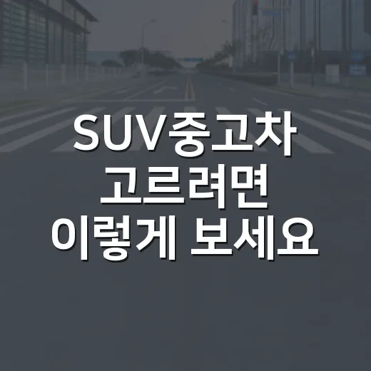 SUV중고차 고르려면 이렇게 보세요: 성능기록부부터 이전등록까지 - 요약