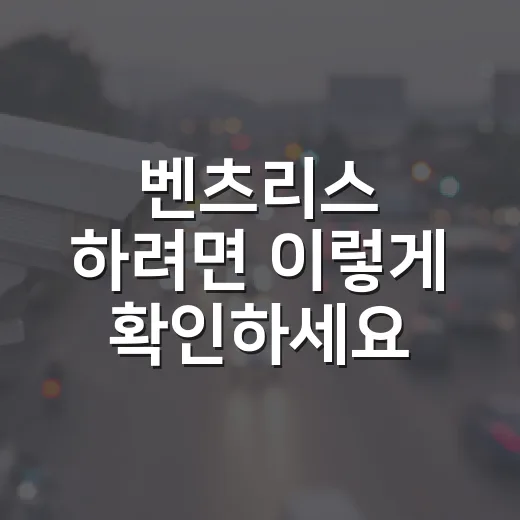 벤츠리스 하려면 이렇게 확인하세요: 초보 운전자가 계약 전 봐야 할 기준 - 요약