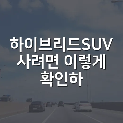 하이브리드SUV 사려면 이렇게 확인하세요: 세금·검사·안전 기준 - 요약