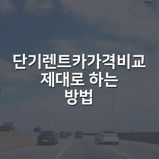 단기렌트카가격비교 제대로 하는 방법, 하루 요금보다 총액부터 보세요 - 요약