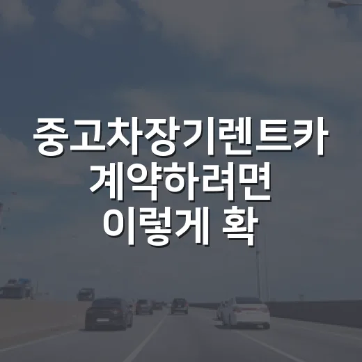 중고차장기렌트카 계약하려면 이렇게 확인하세요 - 요약