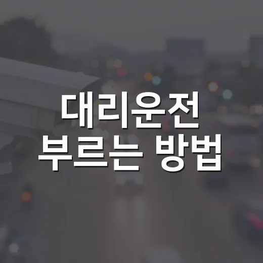 대리운전 부르는 방법, 보험 확인부터 사고 처리까지 이렇게 하면 됩니다 - 요약