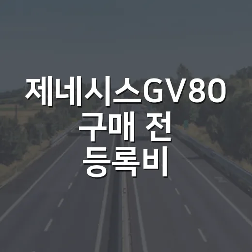 제네시스GV80 구매 전 등록비·검사주기·운전습관 확인하는 방법 - 요약