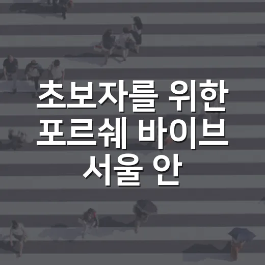 초보자를 위한 포르쉐 바이브 서울 안전하게 다녀오는 방법 - 요약