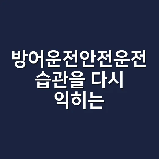 방어운전안전운전 습관을 다시 익히는 방법 - 요약