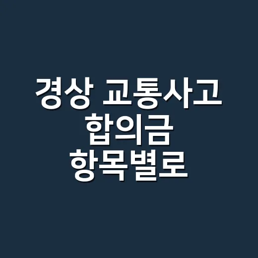 경상 교통사고 합의금 항목별로 확인하는 방법 - 요약