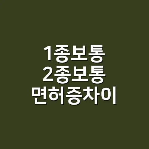 1종보통 2종보통 면허증차이 구분하는 방법 - 요약