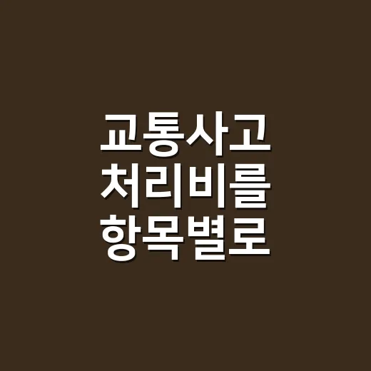 교통사고 처리비를 항목별로 계산하는 방법 - 요약