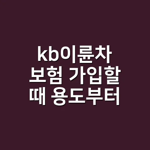 kb이륜차 보험 가입할 때 용도부터 확인하는 방법 - 요약