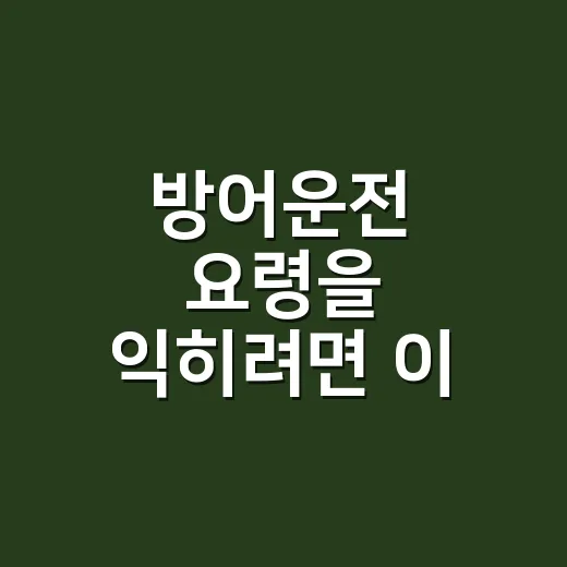 방어운전 요령을 익히려면 이 순서로 운전하세요 - 요약
