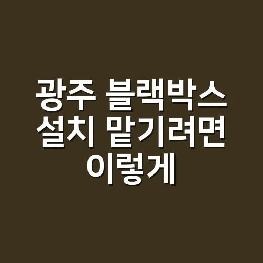 광주 블랙박스 설치 맡기려면 이렇게 확인하세요 - 요약