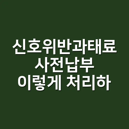 신호위반과태료 사전납부 이렇게 처리하세요 - 요약